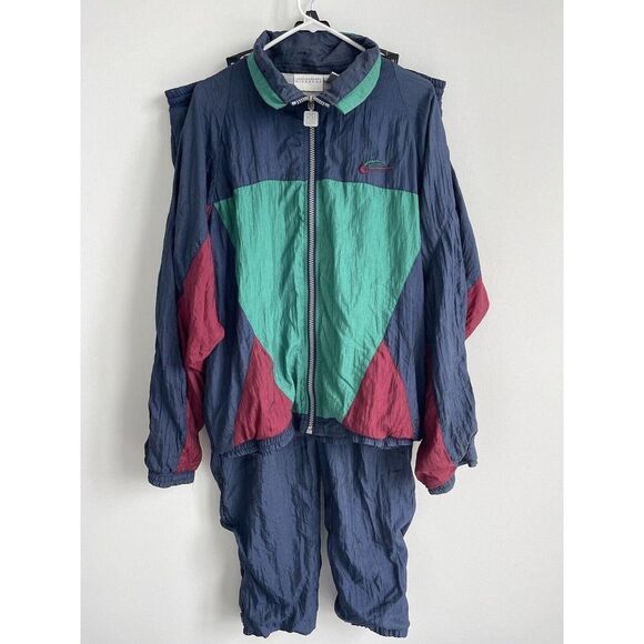VTG Givenchy Activewear Men's Tracksuit Teal Burgundy Color Block Size XL - Picture 1 of 12